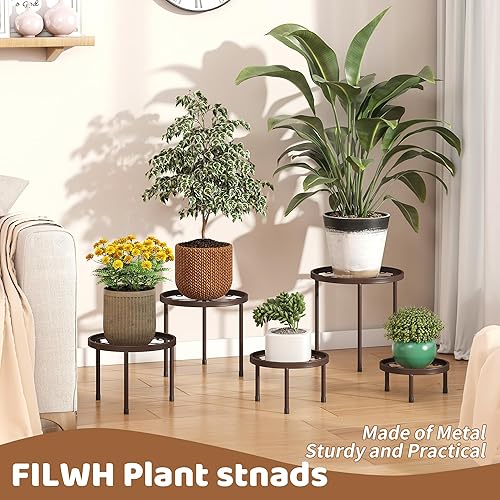 Miniatura 5 de Soporte para plantas para interiores y exteriores, paquete de 5 soportes de metal resistente, múltiples plantas, soporte de hierro antioxidante,