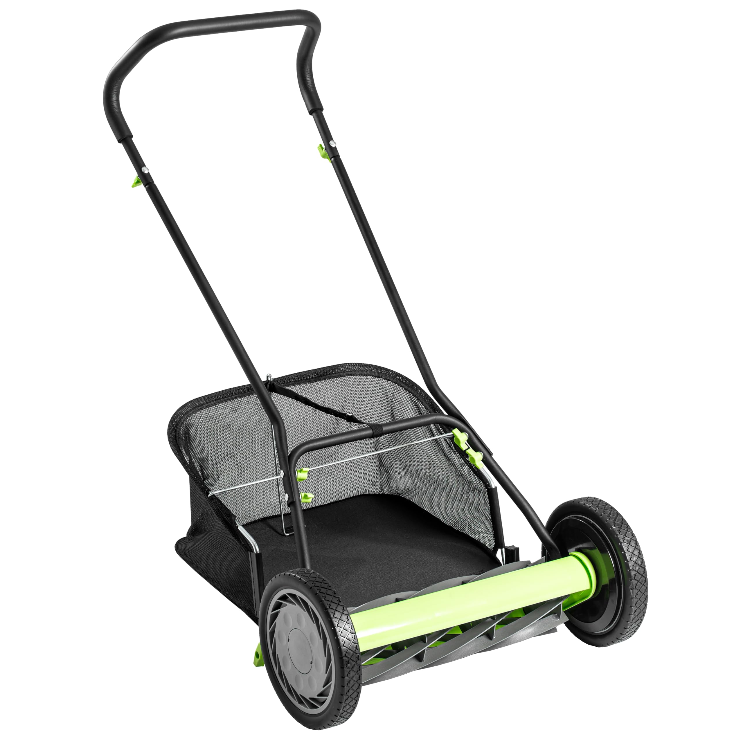 Earthwise 918-18EWG kosiarka bębnowa, 18", z koszem na trawę z 9 nożami, czarna