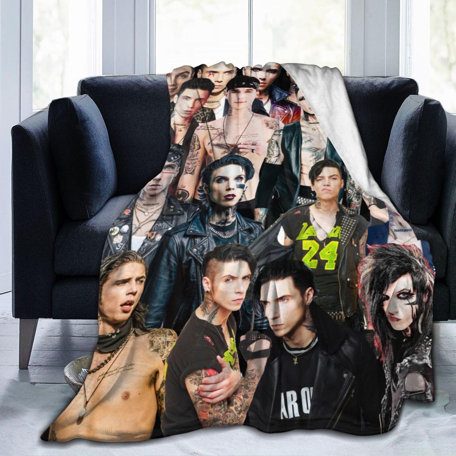Suehome Blanket Andy Biersack Soft and Comfortable Wool Fleece Throw Blankets for Sofa Office car Camping Yoga Travel Home Decoration Cozy Plush Beach Blanket Gift