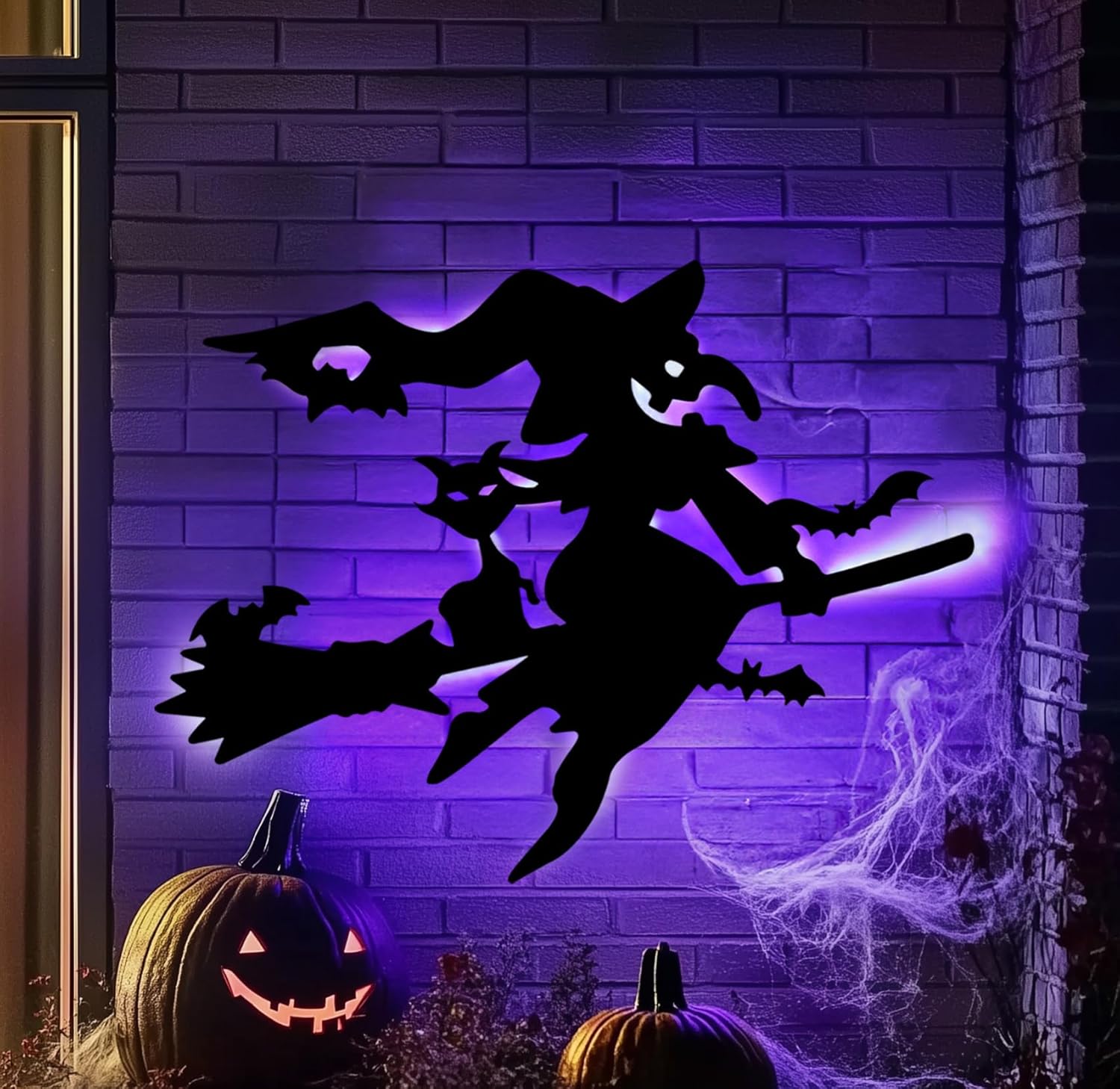 UQJE 60" Halloween Decorations Indoor Scary Halloween Silhouette with Lights for Halloween Wall Garage Door Yard Decor-Wicked Witch One Size Wicked Witch
