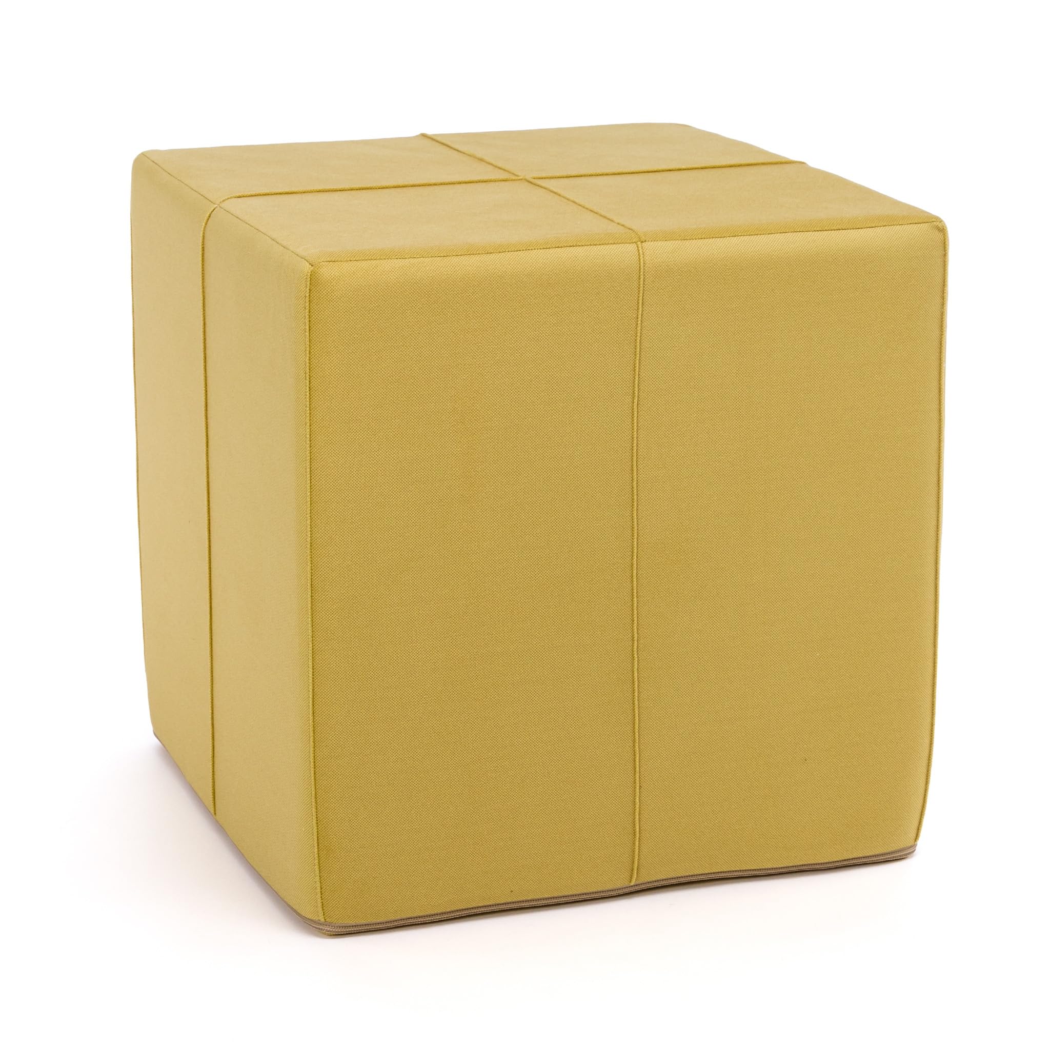 Ecopuf Cube - Sitzhocker Hocker Kunstleder Mikrofaser Sitzbox Quader Würfel Pouf Ottomane Fußbank für's Wohnzimmer Wohneinrichtung 40x40x40 cm Faber Gelb A28