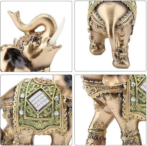 Miniatura 9 de Estatua de elefante verde, estatua de escultura de la suerte, Feng Shui, decoración de estante de coche de la suerte (L)