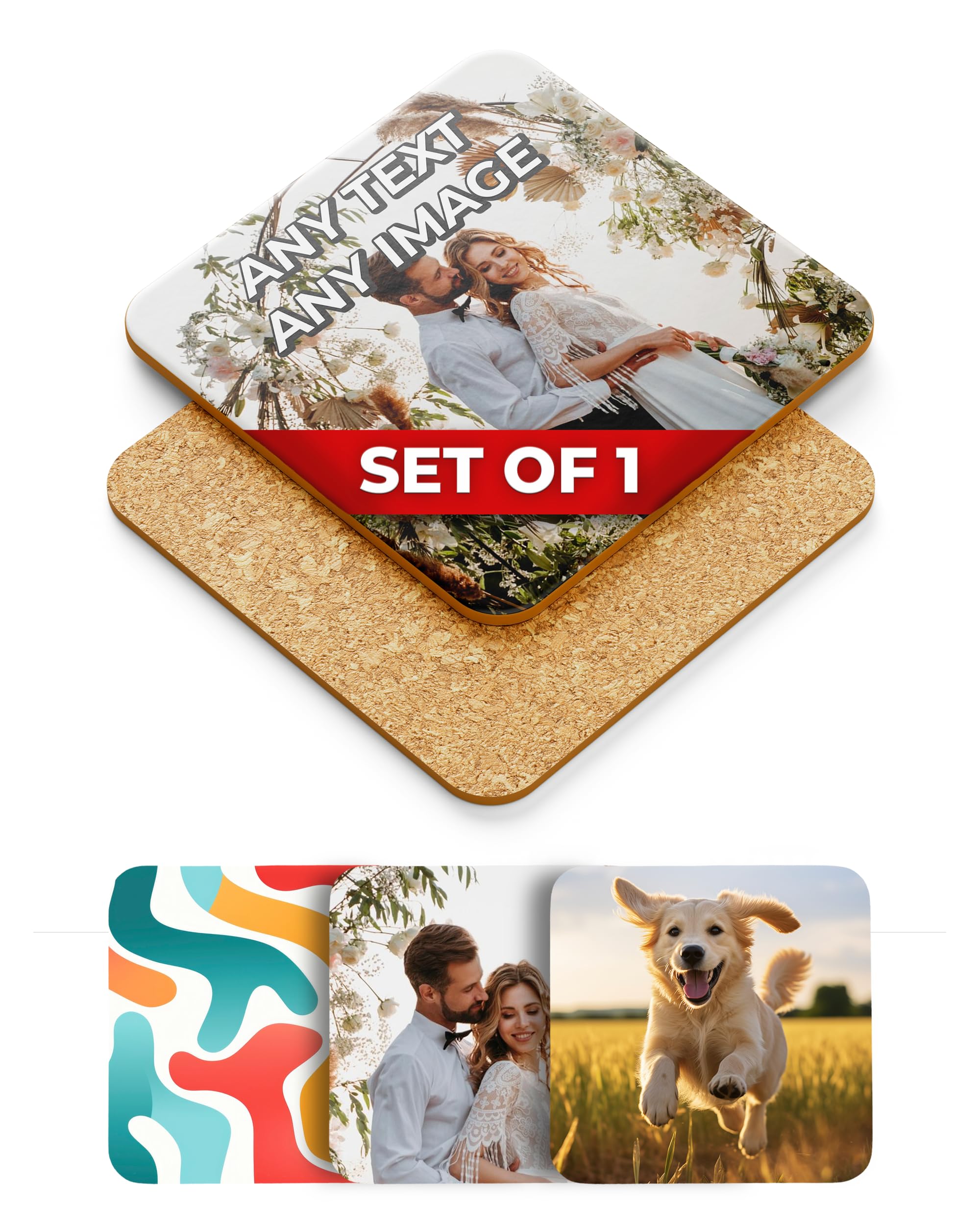 PERSONALISED MATTE Finish SQUARE Coasters Any Photo Custom Kitchen Decorative Gift Idea Coaster Set Housewarming (1)