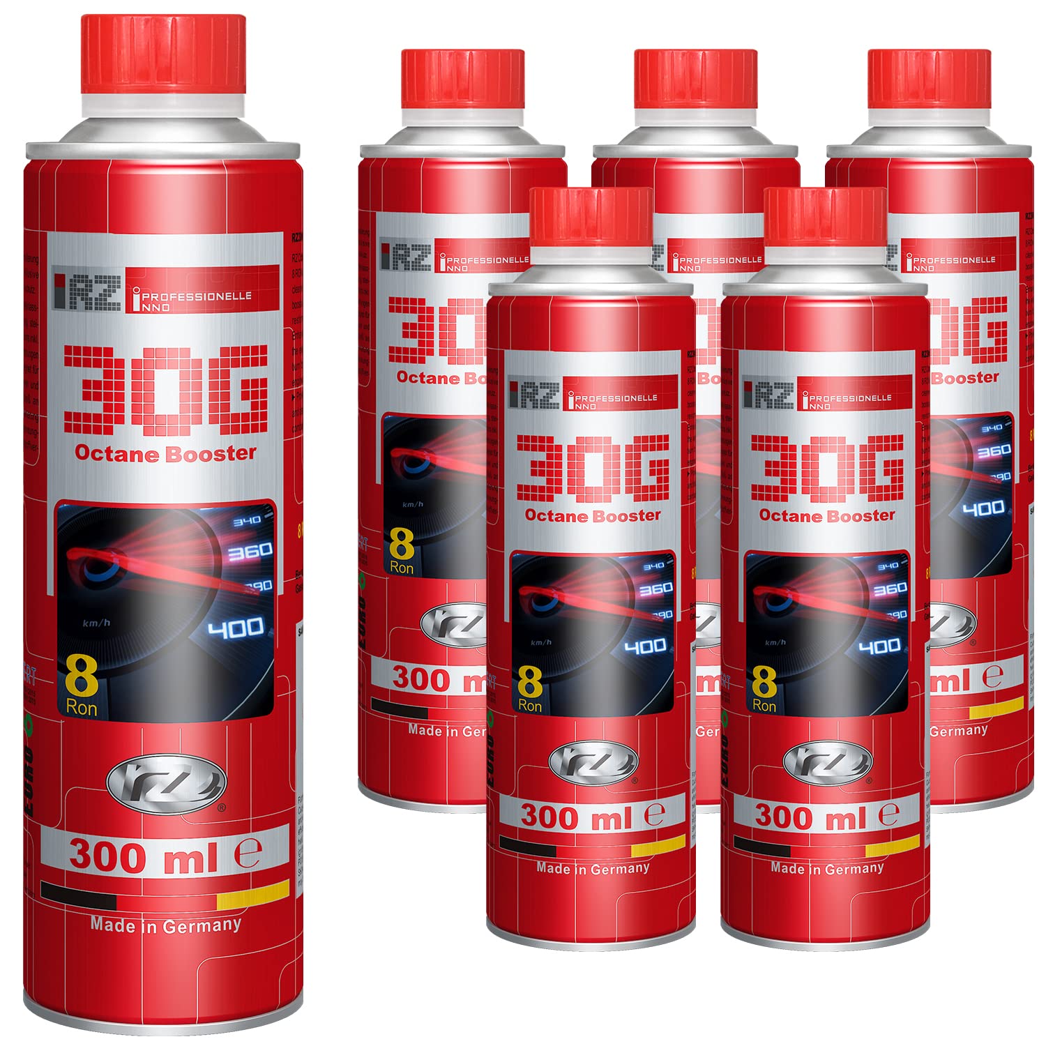 6X RZ30G Oktanbooster | Oktanzahlverbesserer | Benzin Additiv | Ventilschutz | Motor Pflege | TÜV-Geprüft | 300 ml Dose
