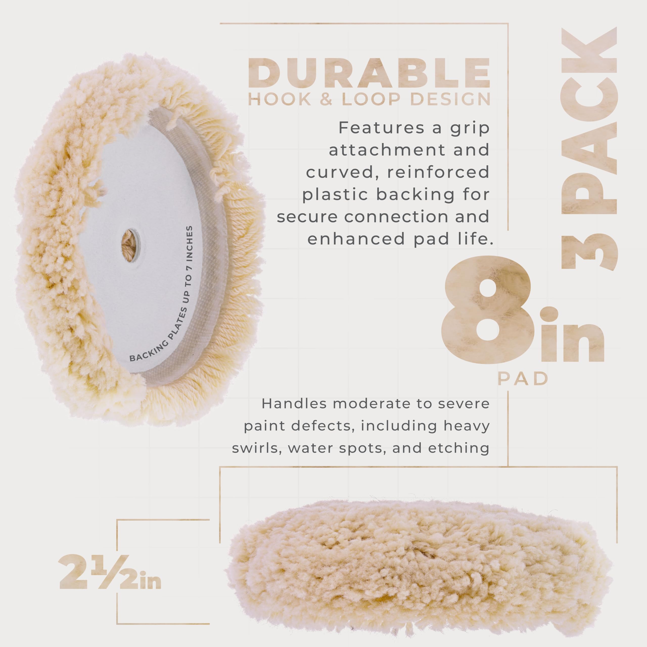 20,3 cm 100% lana lucidatura Hook & Loop grip Pad per composto da taglio e lucidatura