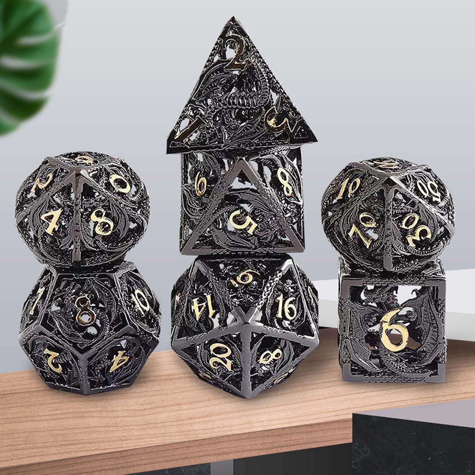 Harilla Ensemble de Dés En Métal de Cuivre Ancien Rol Polyèdre Dragon Diction Jeu