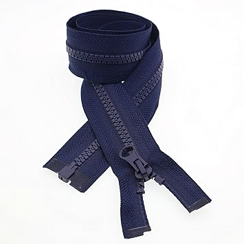 2PCS #5 Separating Jacket Zips for Sewing, Skirts, Bags, Molded Plastic Zippers Bulk 27 inch, Navy Blue YIGIANXIN