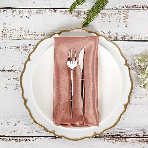 Miniatura 9 de Efavormart - Servilletas de lino satinado de terracota de 20 x 20 pulgadas para decoración de bodas, cumpleaños, restaurantes, fiestas, 25 unidades