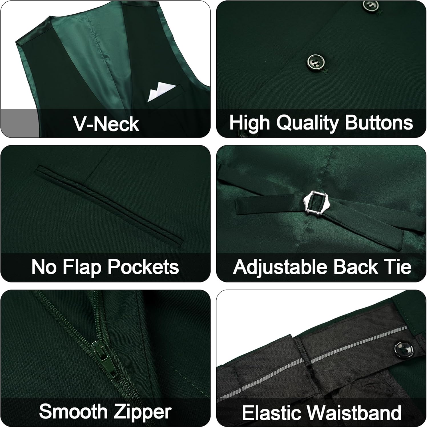 MAGE MALE Mens 3 Piece Suits Slim Fit Tuxedo Suit Set Soild Prom Wedding Suits One Button Blazer Vest Pants Set - Image 5