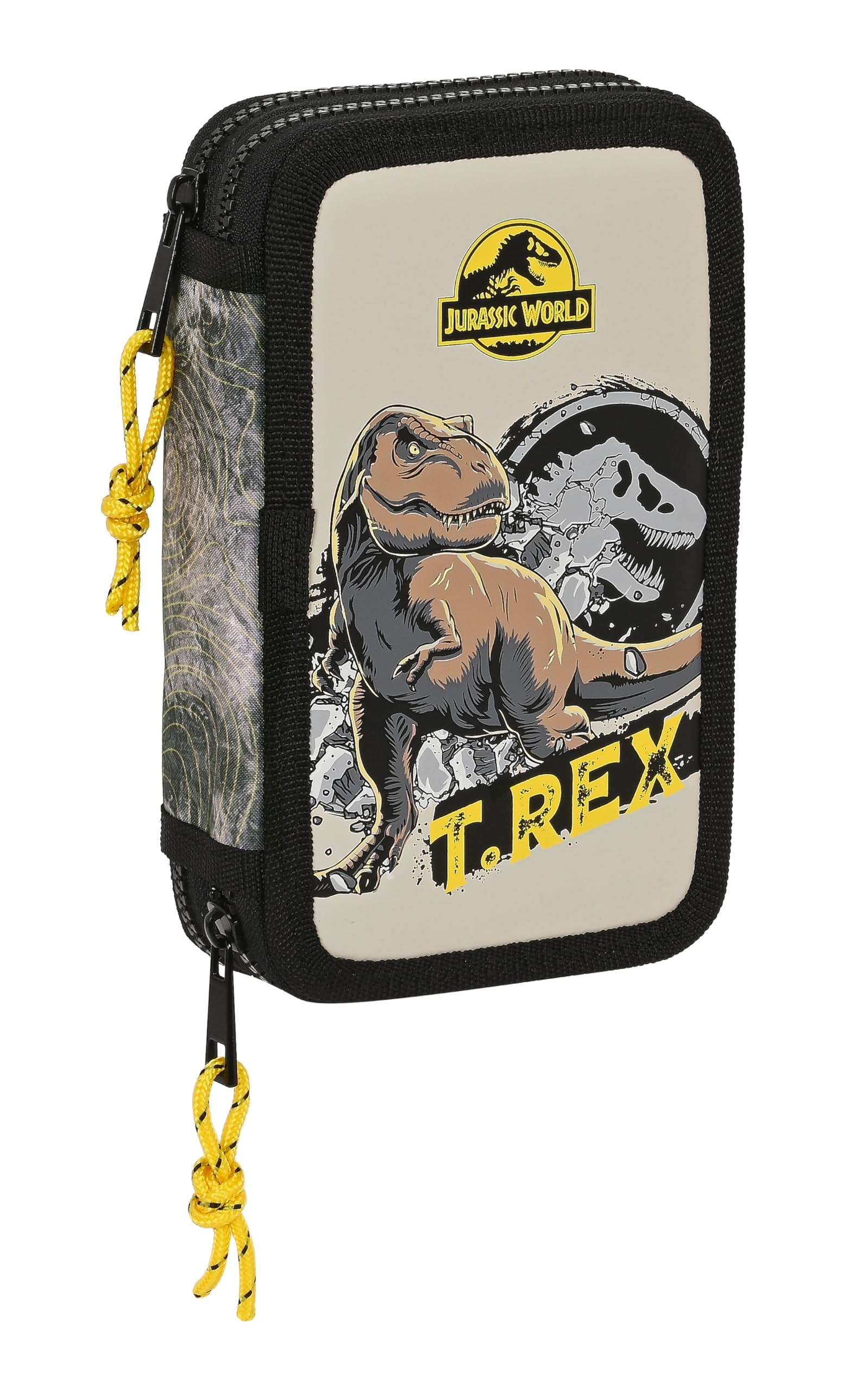 JURASSIC WORLD WARNING, Children's School Pencil Case, Pencil Case with Colours, with 28 Tools Included