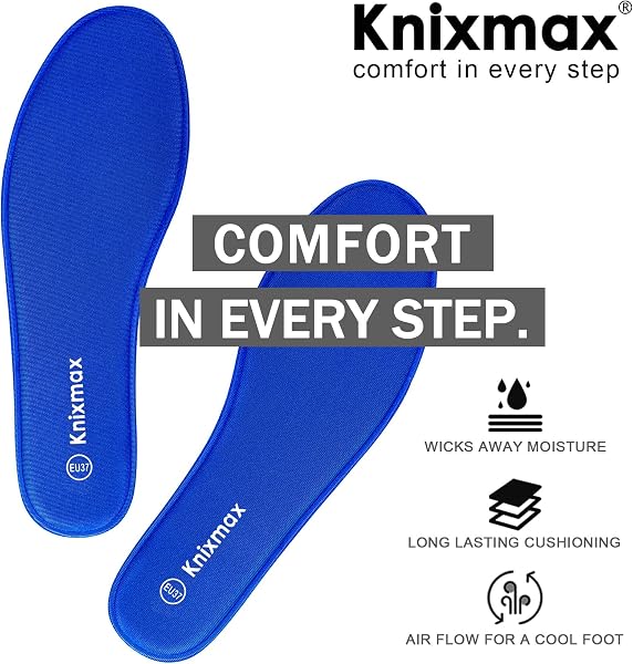 Knixmax Plantillas Memory Foam para Mujer y Hombre Comodidad Plantilla de Zapato Absorción de Impacto Amortiguación Suave Suelas Internas para Zapatillas, Botas - 3