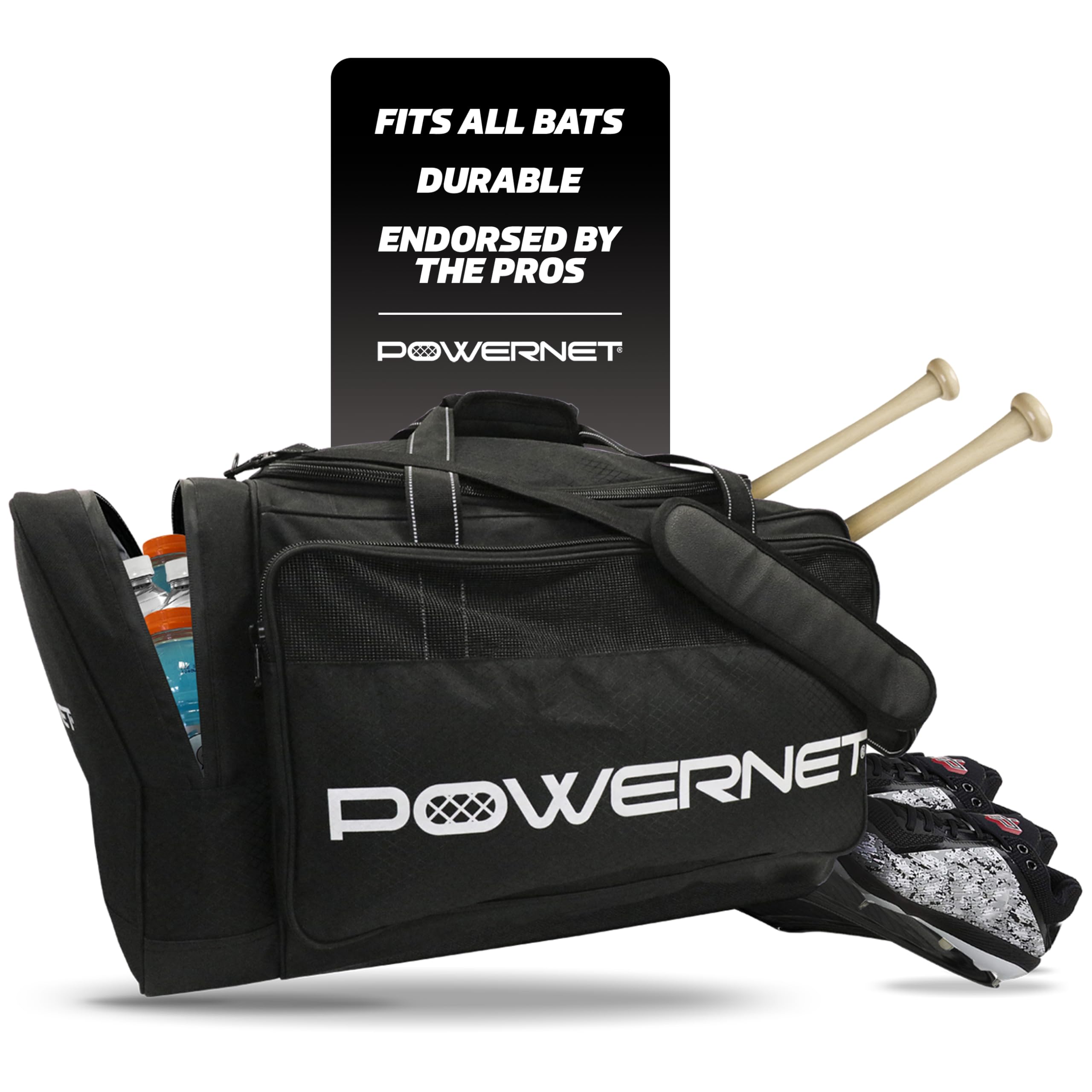 PowerNet Pro Duffle Bag, Softball Baseball Bag, Baseball Gear Bag, Baseball Bat Bag with Internal Bat Sleeves, Baseball Bags with Padded Strap &