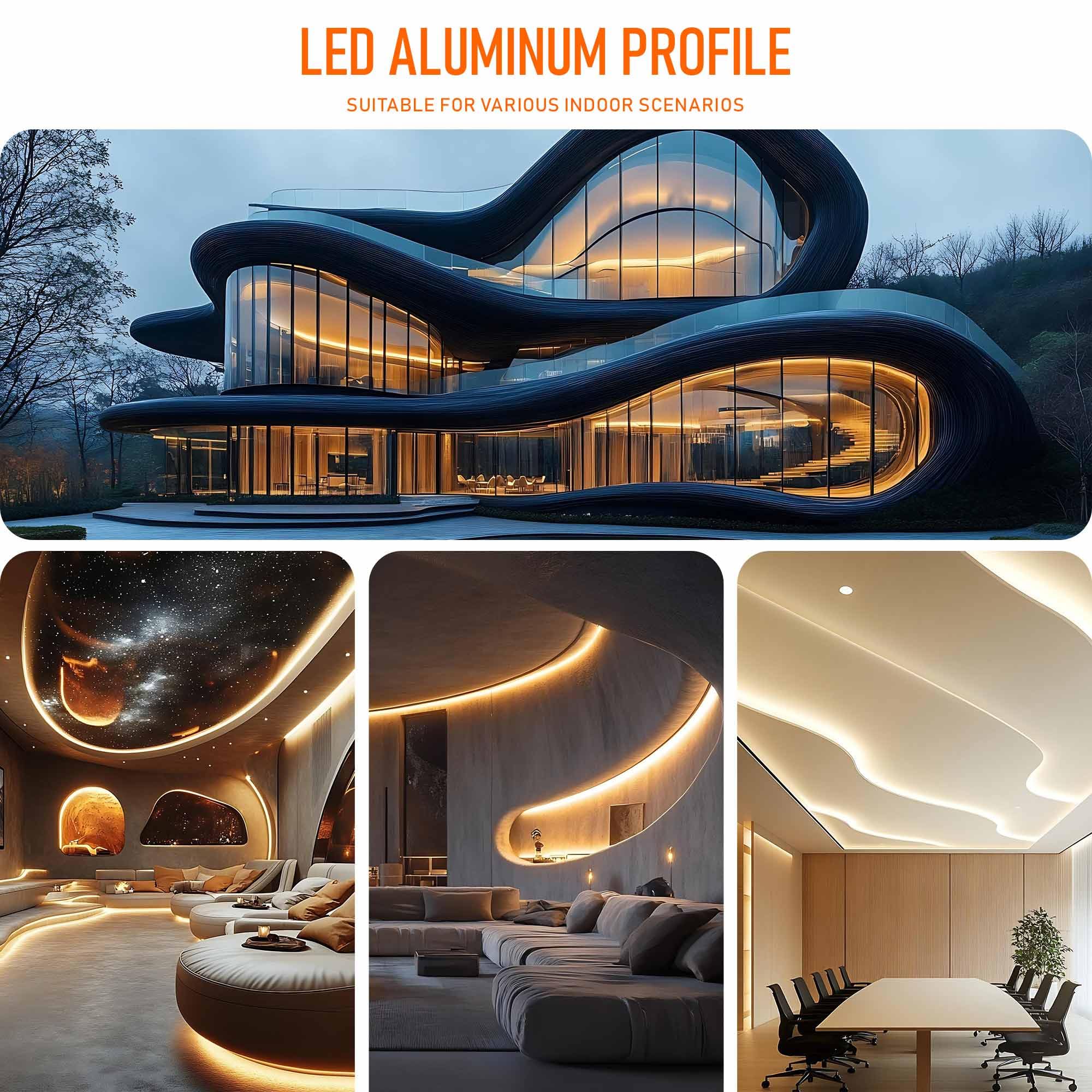 Profil LED do suchej zabudowy, profil aluminiowy, elastyczny, 2 m × 6, do pasków do 18 mm, podtynkowy dyfuzor LED, profil szynowy z silikonową osłoną do montażu na sucho