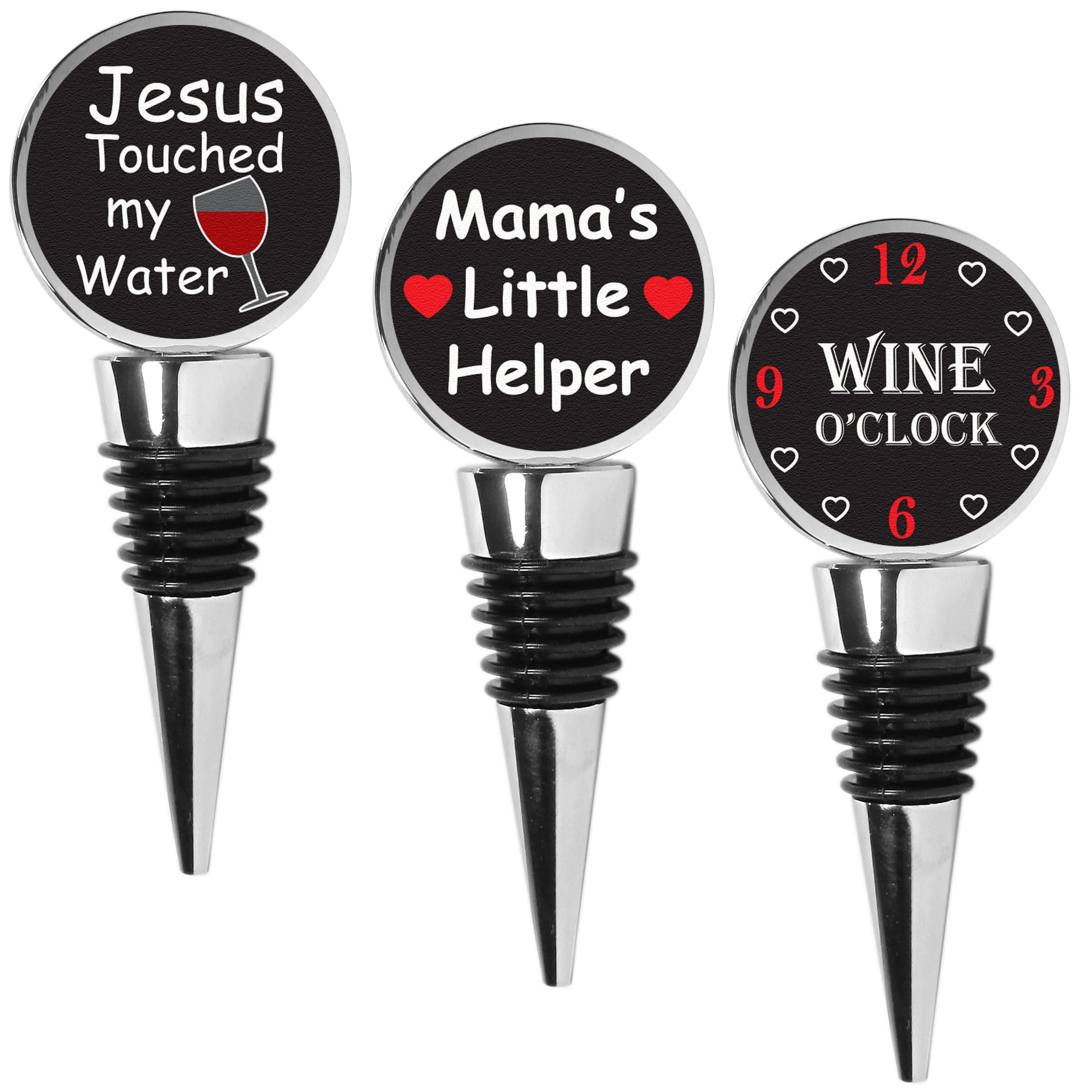Tapones de vino mixtos para el Día de la Madre, juego de 3, cromados