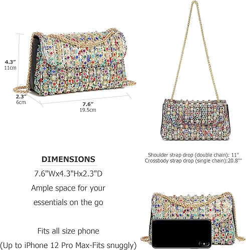 Miniatura 3 de Bolsos de mano con diamantes de imitación para mujer, bolsos de hombro con cadena, bolsas de noche brillantes para cóctel, graduación, fiesta, boda