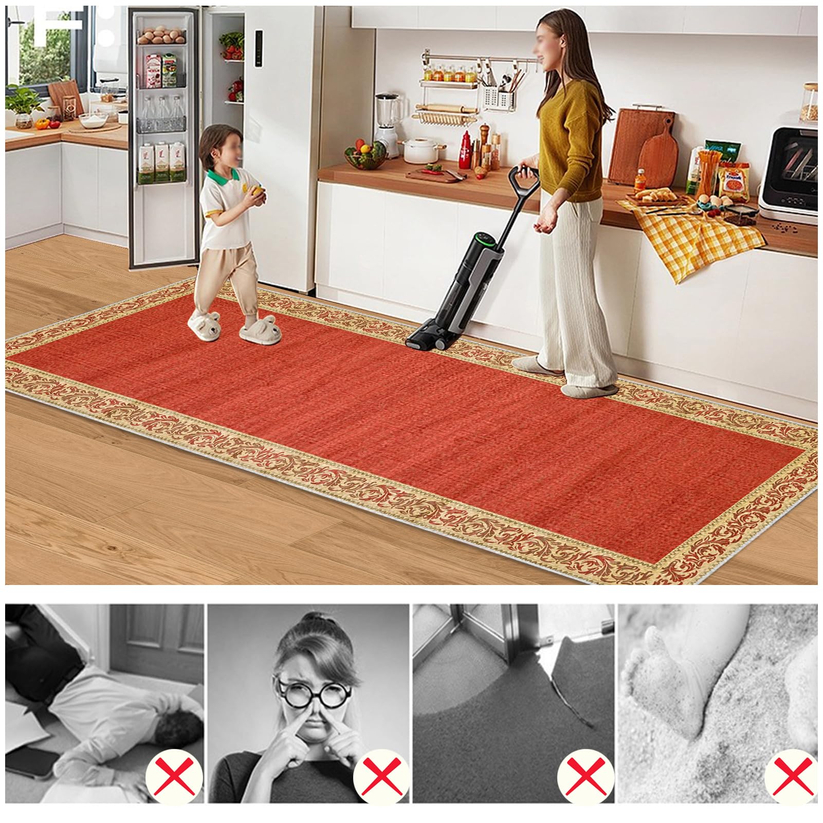 Dywan Długi Korytarz 80 x 300 cm Dywan Chodnik Kuchenny Antypoślizgowy Dywan Chodnik Chodnik Antypoślizgowy Zmywalny Dywan Kuchenny Do Wejścia, Przedpokoju i Sypialni