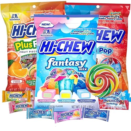 Fantasy Mix Fruit Plus y Soda Pop envueltos individualmente dulces japoneses con sabor afrutado y jugoso golosinas de tamaño de mordida compartible