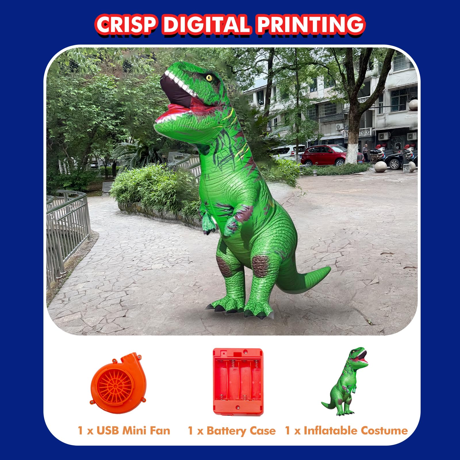 Disfraz Dinosaurio Adulto Hinchable T-Rex - Traje de Carnaval, Halloween, Fiestas - Tamaño Único, Fácil de Usar