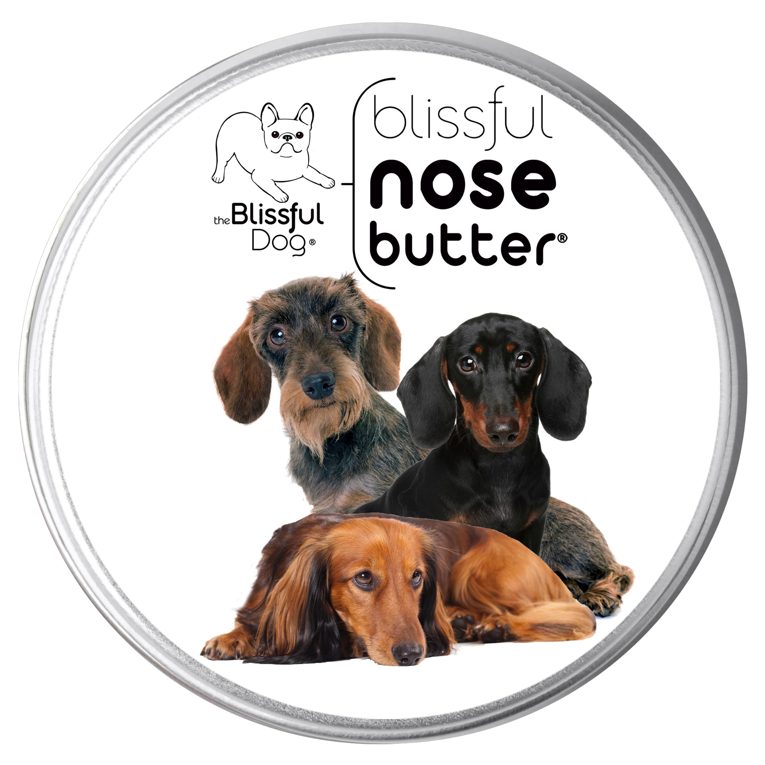 The Blissful Dog Dachshund Nose Butter for Dry, Cracked Skin, Lick-Safe Dog Nose Balm with Moisturizing Shea Butter, Almond, Olive, and Essential Oils, Pet Supplies, Uncented, 8 oz.