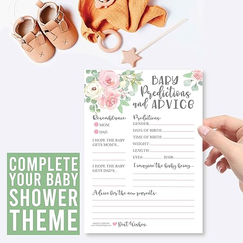 Miniatura 9 de Hadley Designs Divertidos juegos de baby shower para niñas: 25 tarjetas de doble cara para 25 invitados, 2 juegos, tarjetas de predicción para