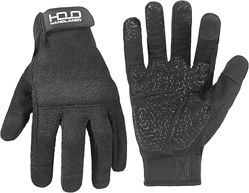 Miniatura 22 de HANDLANDY Guantes de trabajo para hombre y mujer, guantes de trabajo de mecánicos de uso general con pantalla táctil, guantes de trabajo flexibles