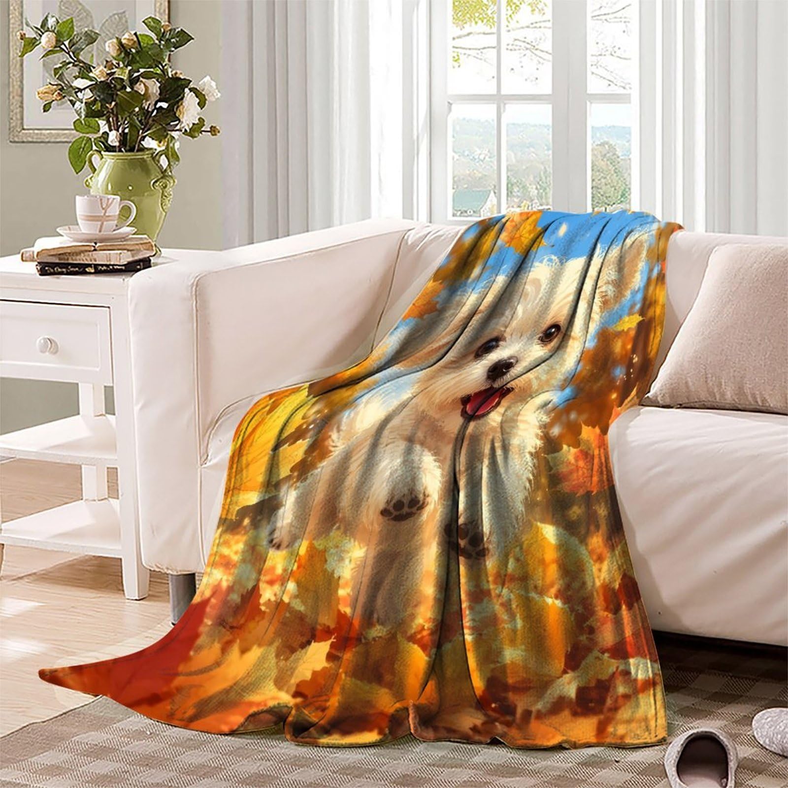 Herbst Hund 3D Print Mikrofaser Decke Fleece Gefühl