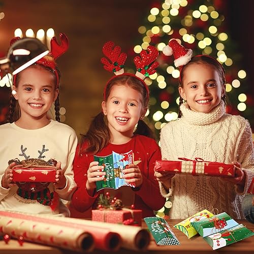Miniatura 4 de Cholemy 300 cajas de almohada de Navidad, 12 patrones, tarjeteros de regalo de Navidad, cajas de regalo pequeñas a granel para joyas de caramelos,