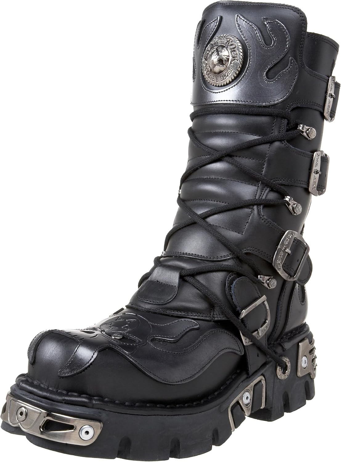 New Rock Men's Mettalic Leather Black Boots M.107-S2, Schwarz, 10 UK ...