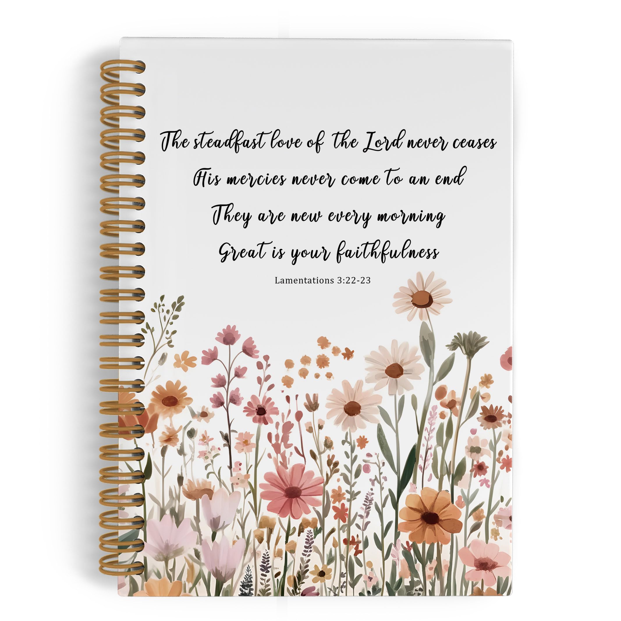QLMX Christian Lamentations 3:22-23 Floral Spiral Notebook, Religious Bible Journal Notebook, Bible Verse Scripture Notebooks for School Work,