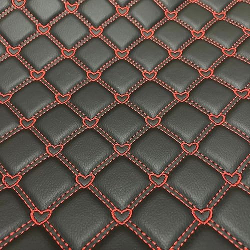 Tela de vinilo de espuma acolchada con patrón de corazón con respaldo de esponja de 0.23 pulgadas, tela de piel sintética para techo de automóvil,