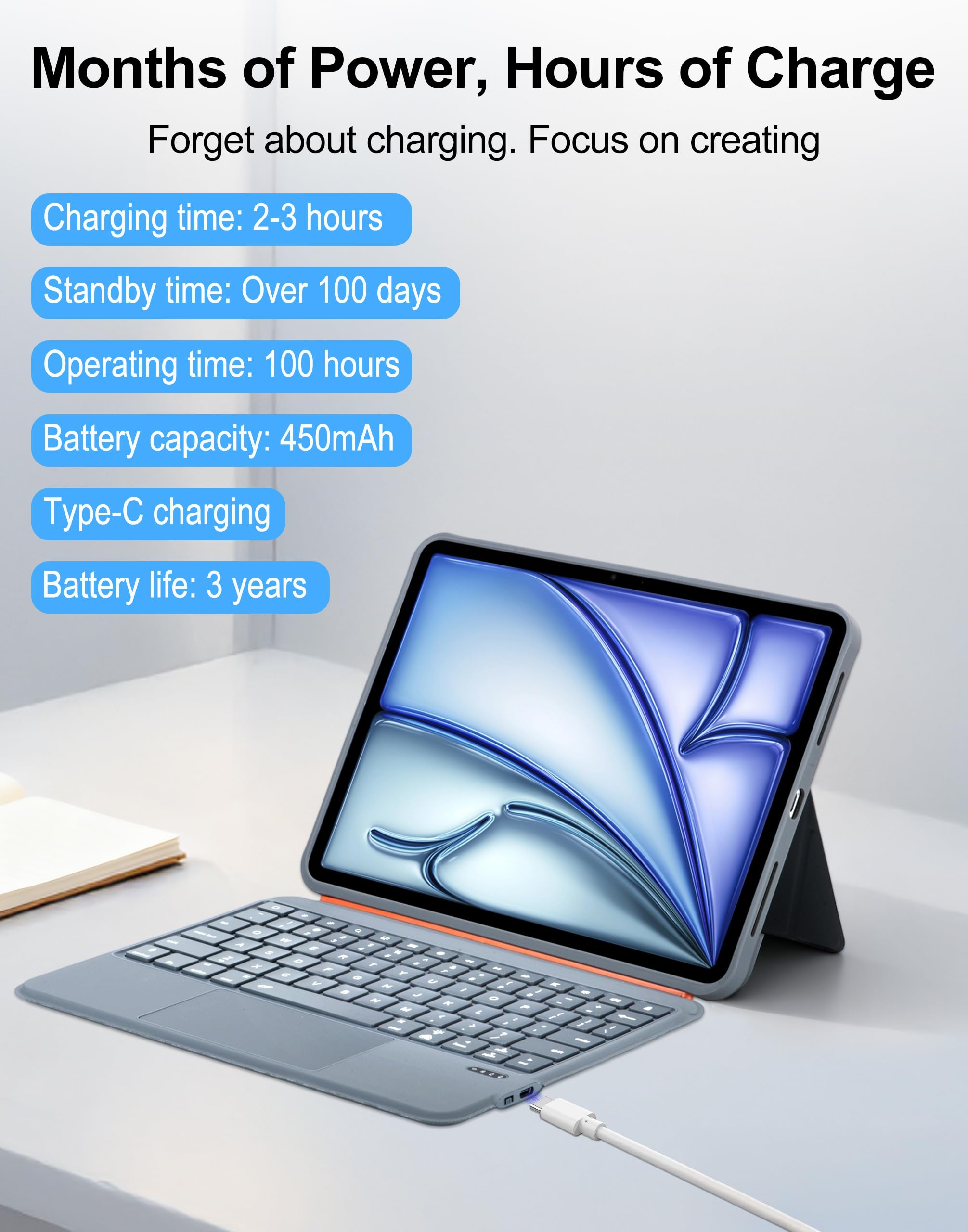 iPad Keyboard Case A16 11 Inch 11th /10th Gen, Magnetic Detachable 7-Color Backlit Keyboard with Large Touchpad, Includes iPad Pencil, for iPad Pro 11 Inch (M4/M2)