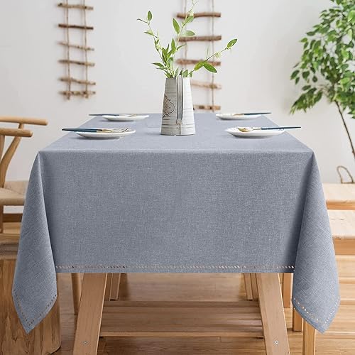 Miniatura 3 de Mantel rectangular de 60 x 84 pulgadas para mesa de 6 a 8 asientos, poliéster resistente a las arrugas, antideslizante, lavable, mantel de