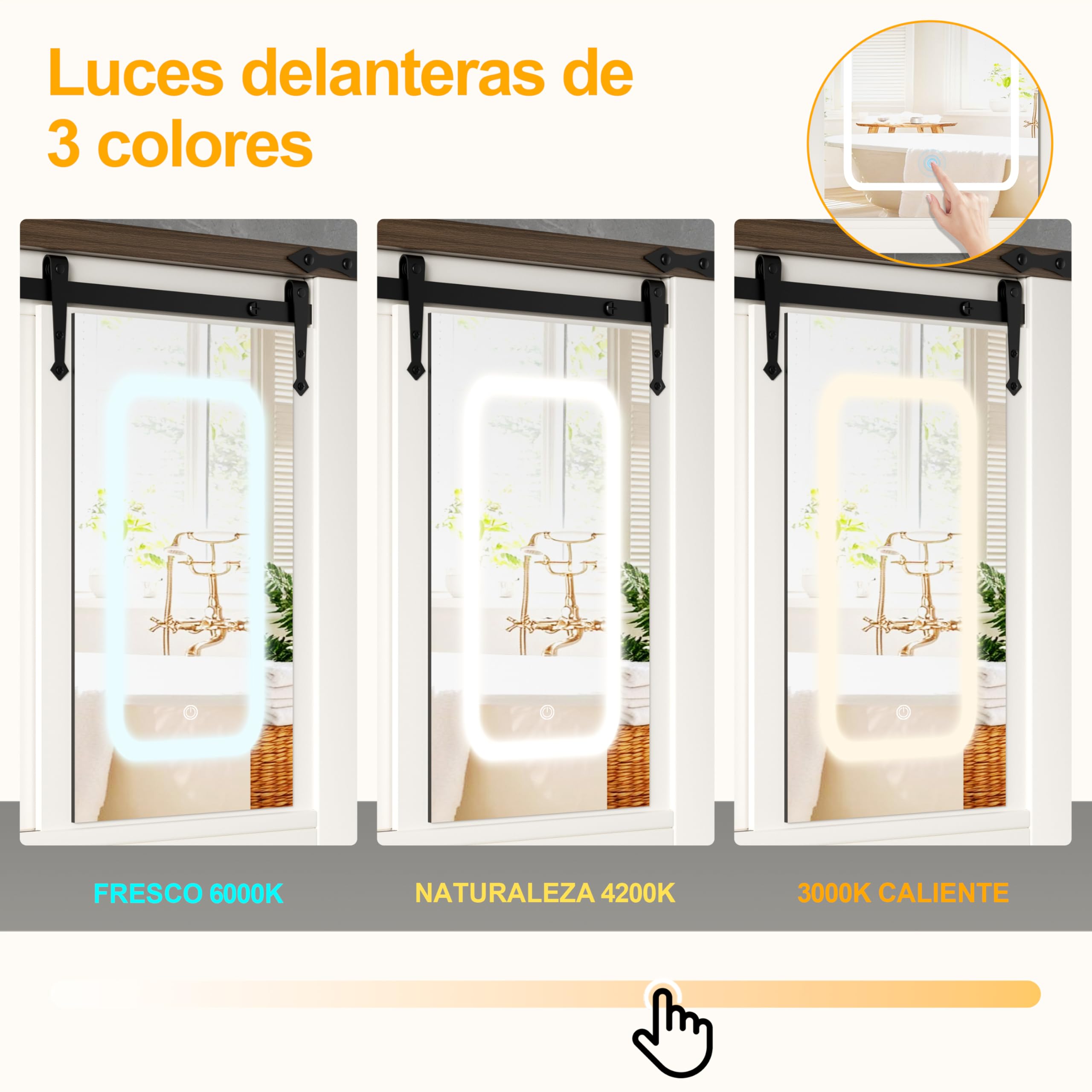 Armario Baño con Espejo LED iluminación Armario de Pared Colgante con 5 Estanteria Ajustables y Soporte para secador de Pelo 120x19x60 cm