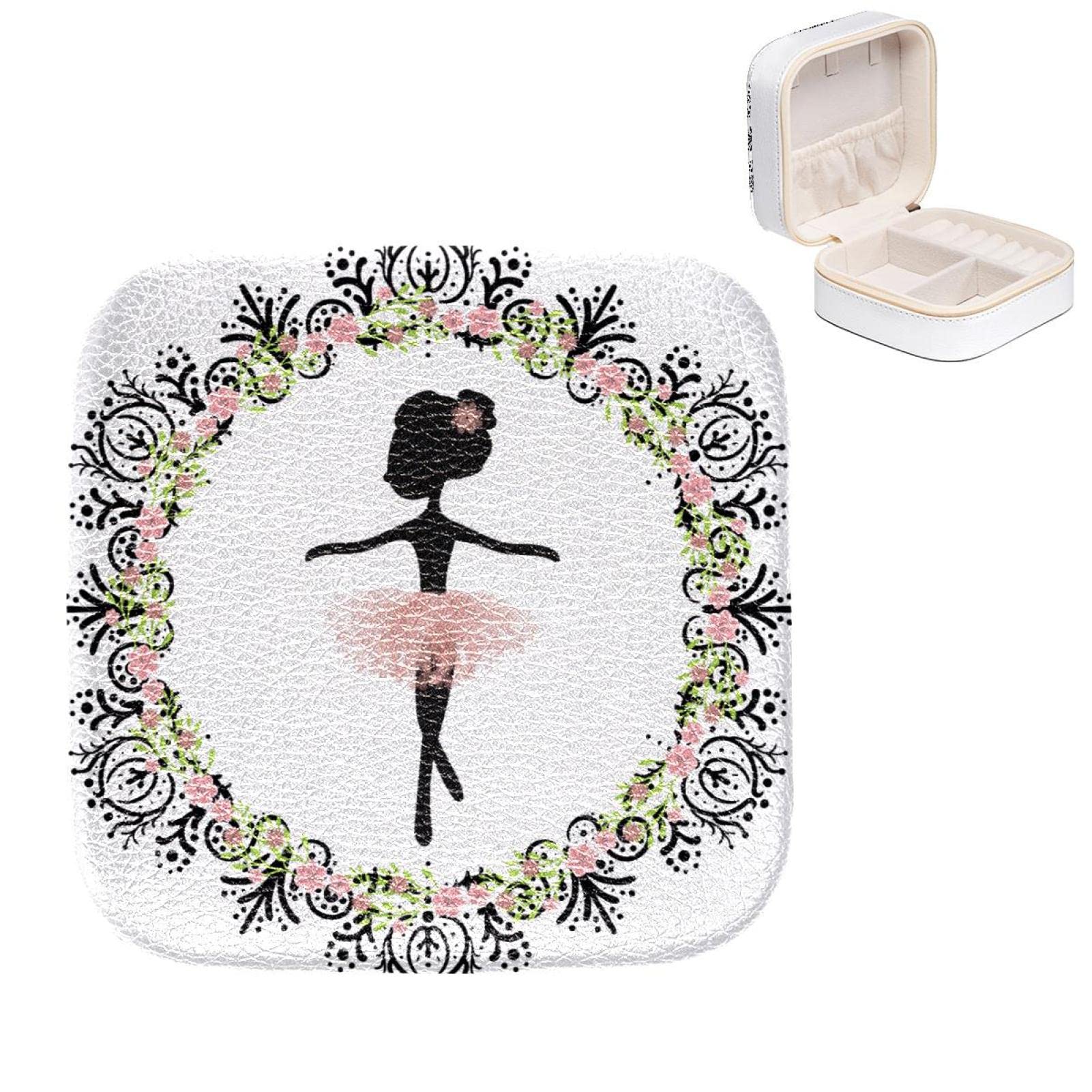 Boîte à bijoux femme et fille motif ballet organisateur bague et collier 10x10 cm