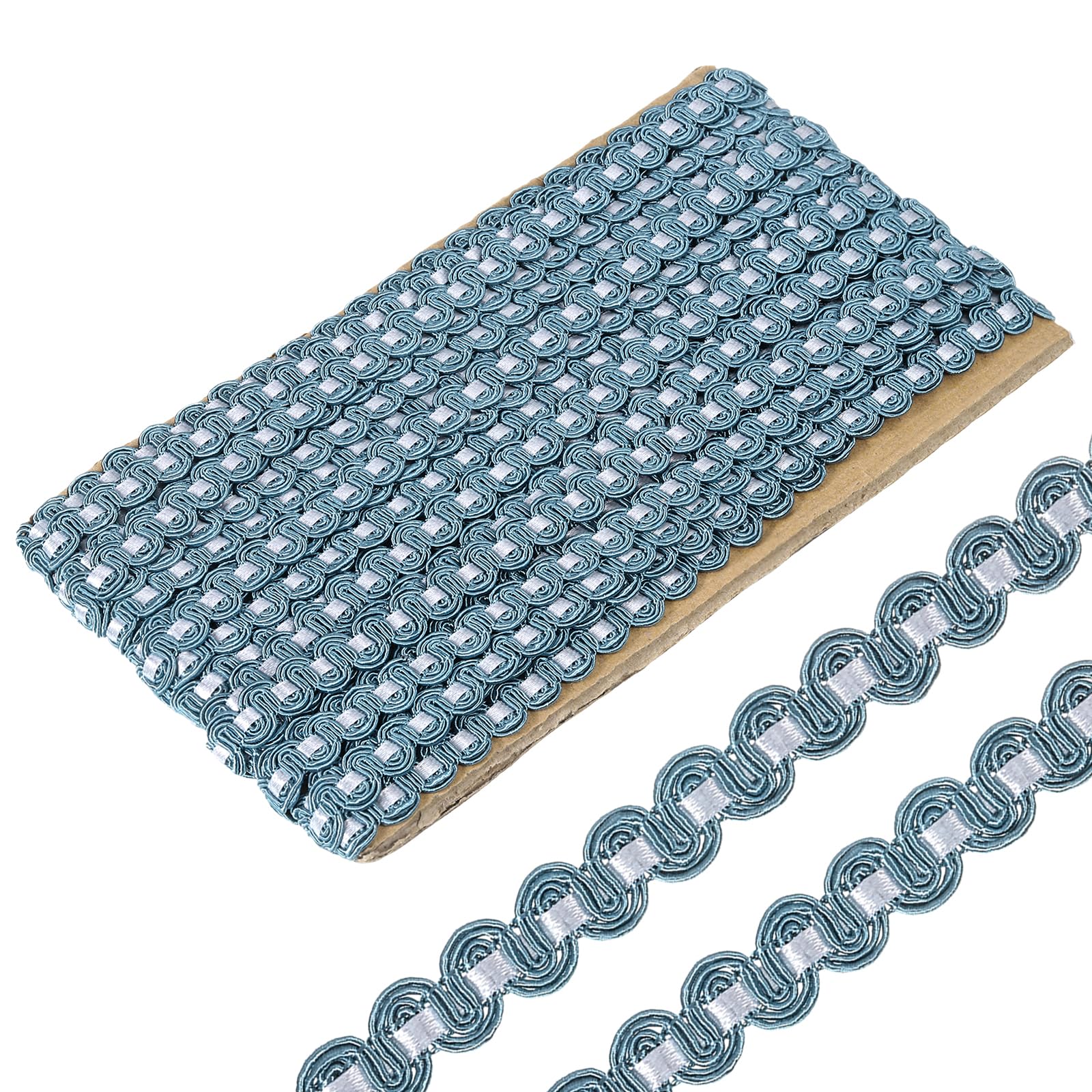 Sourcing Map 13 Yard Gimp Braid Trim 3/8 Inch Polyester Woven Braid Trim Upholstery Decorative Gimp for DIY Crafts Sewing Curtain Slipcover Costume, Blue
