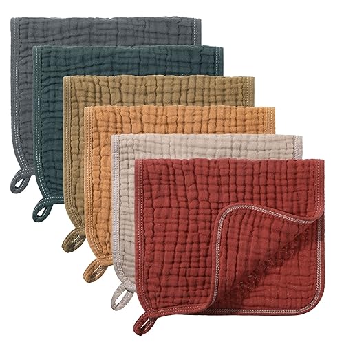 Hicarer 6 paños grandes de muselina de 20 x 10 pulgadas, paños de muselina multicolor para bebés, pañales de tela para eructos para bebé, 6 capas