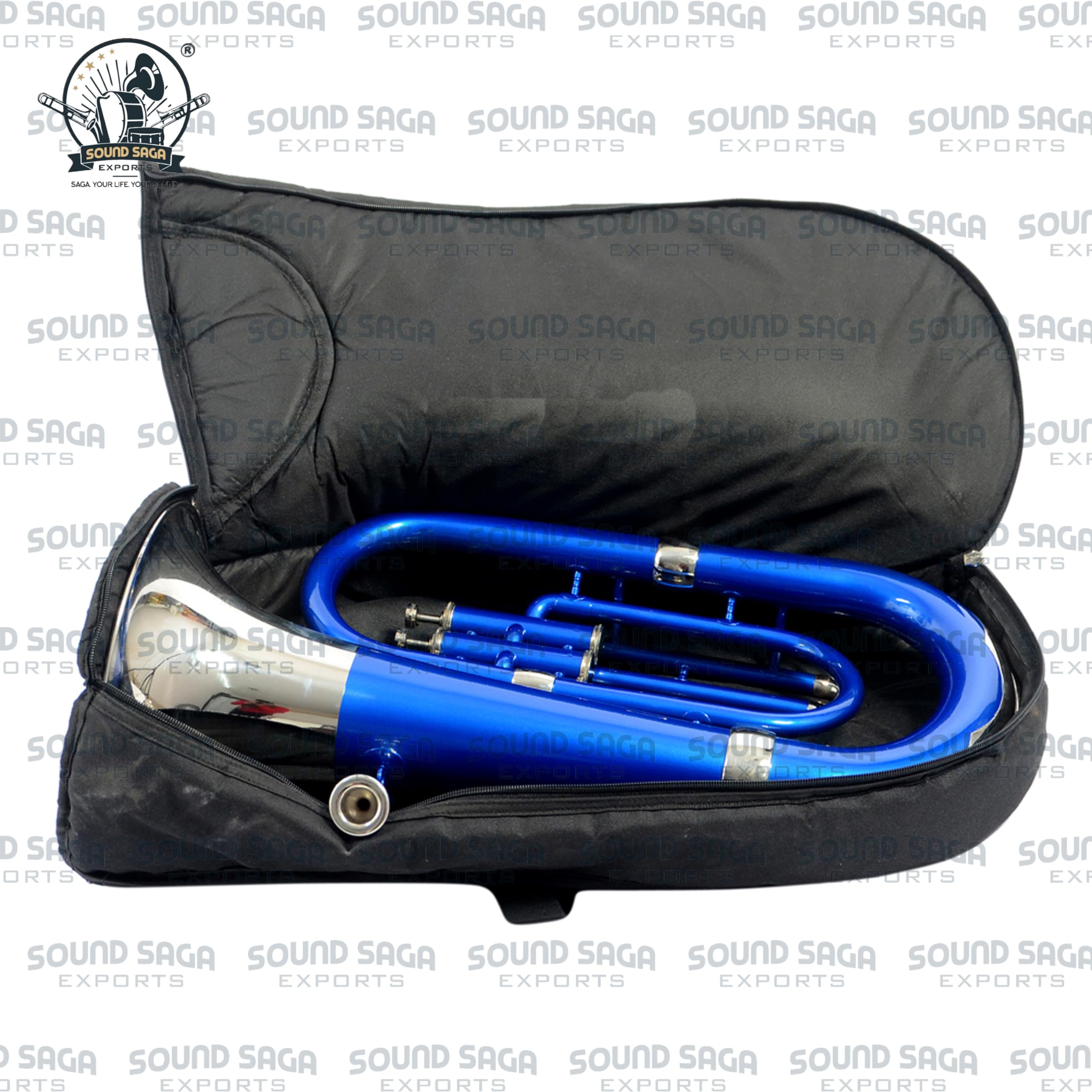 Bb - Instrumento musical de latón de 3 válvulas con boquilla y funda de transporte rígida, instrumento de viento de latón, estudiante y principiante, banda escolar, orquesta y banda de marcha (color