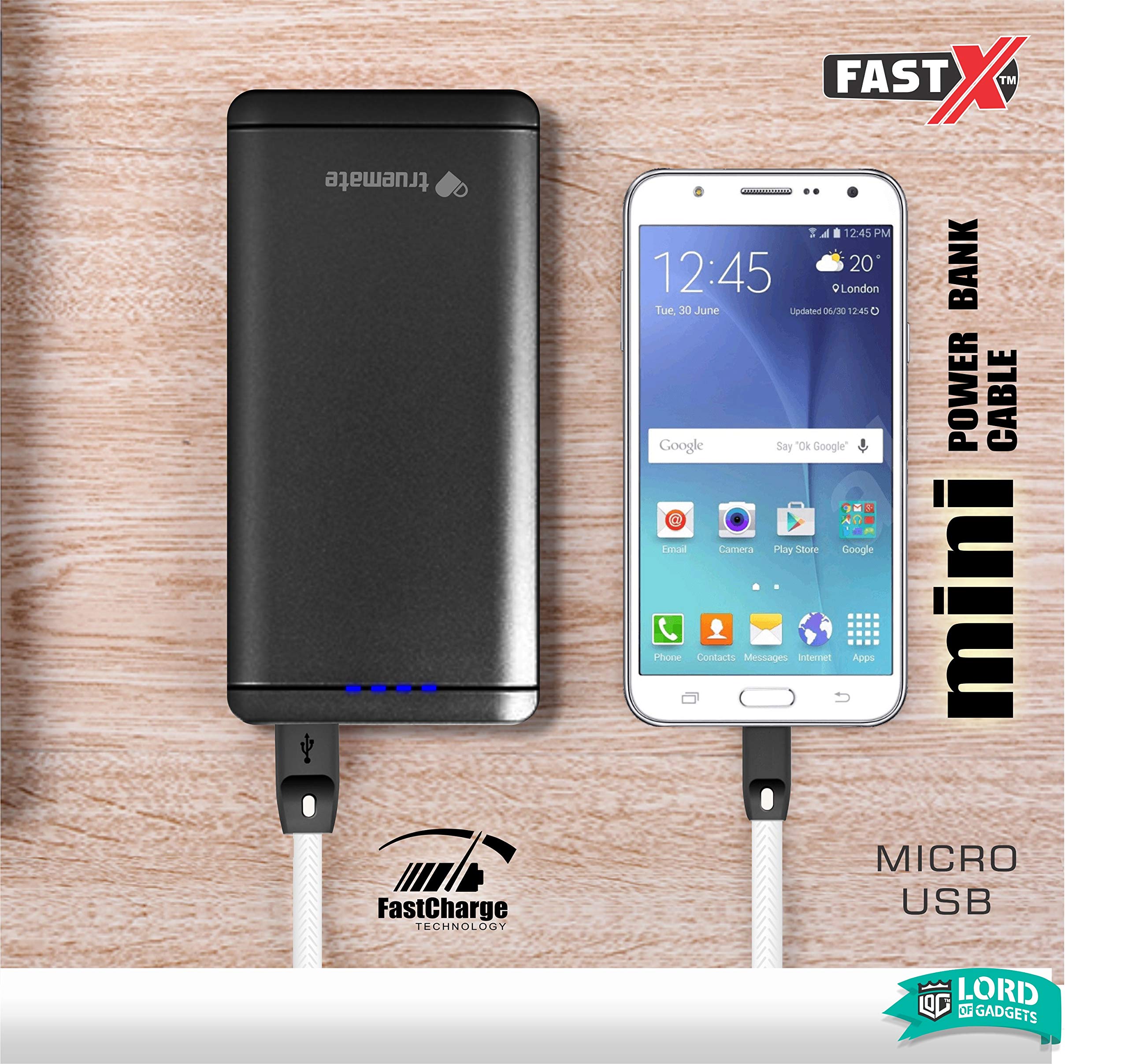 FASTX® Micro USB Cable - Power Bank Cable for Android Data Cables Fast Charging Cable Short Mini Small Flat Upto 2.1a Sync Powerbank Mobile Cable for Smartphones Laptop PC (White, Black) 3