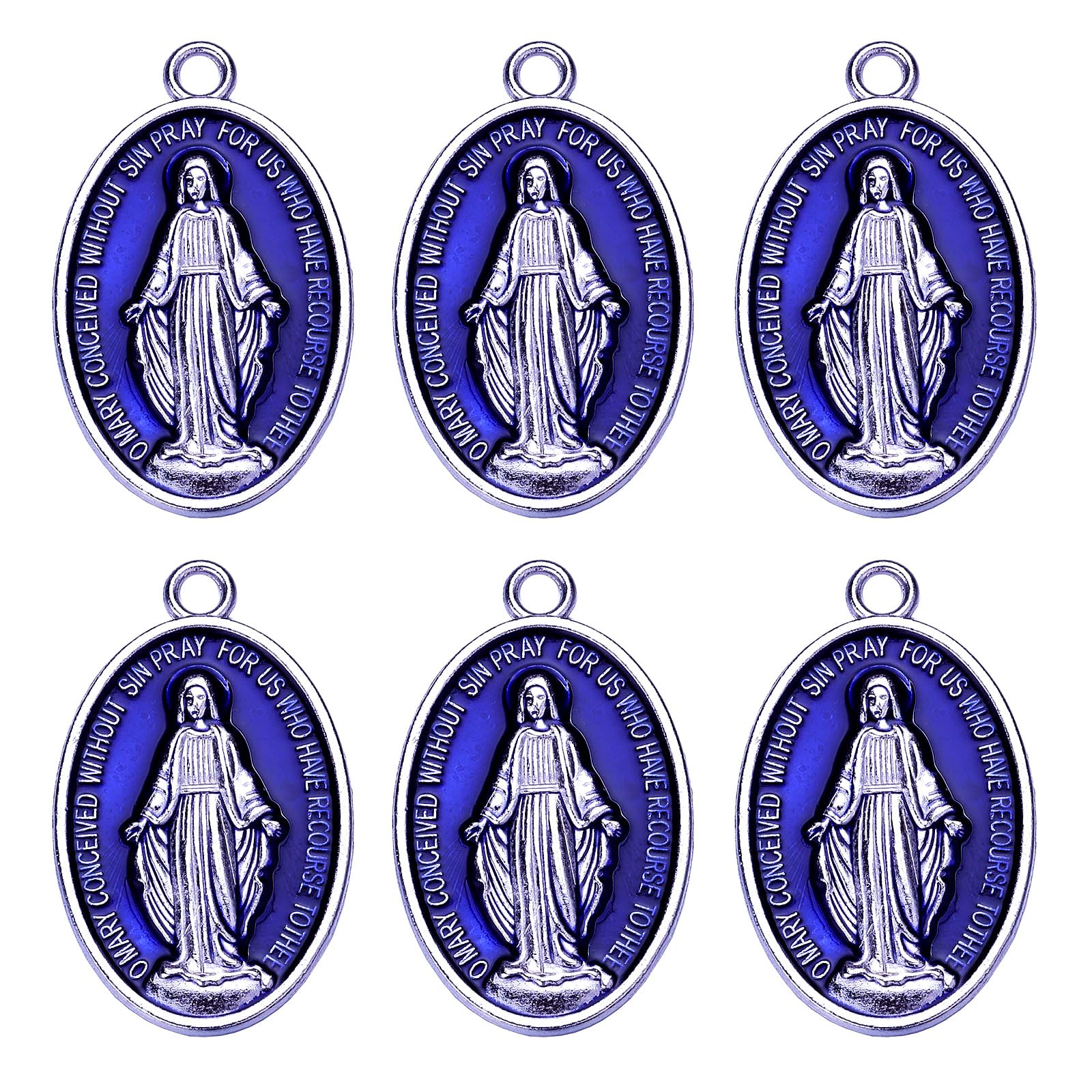 15pcs Saint Mary Virgin Miraculous Medal Rosary Catholic Big Charms DIY Necklace Bracelets Pendant Jewelry Making, Metal, No Gemstone