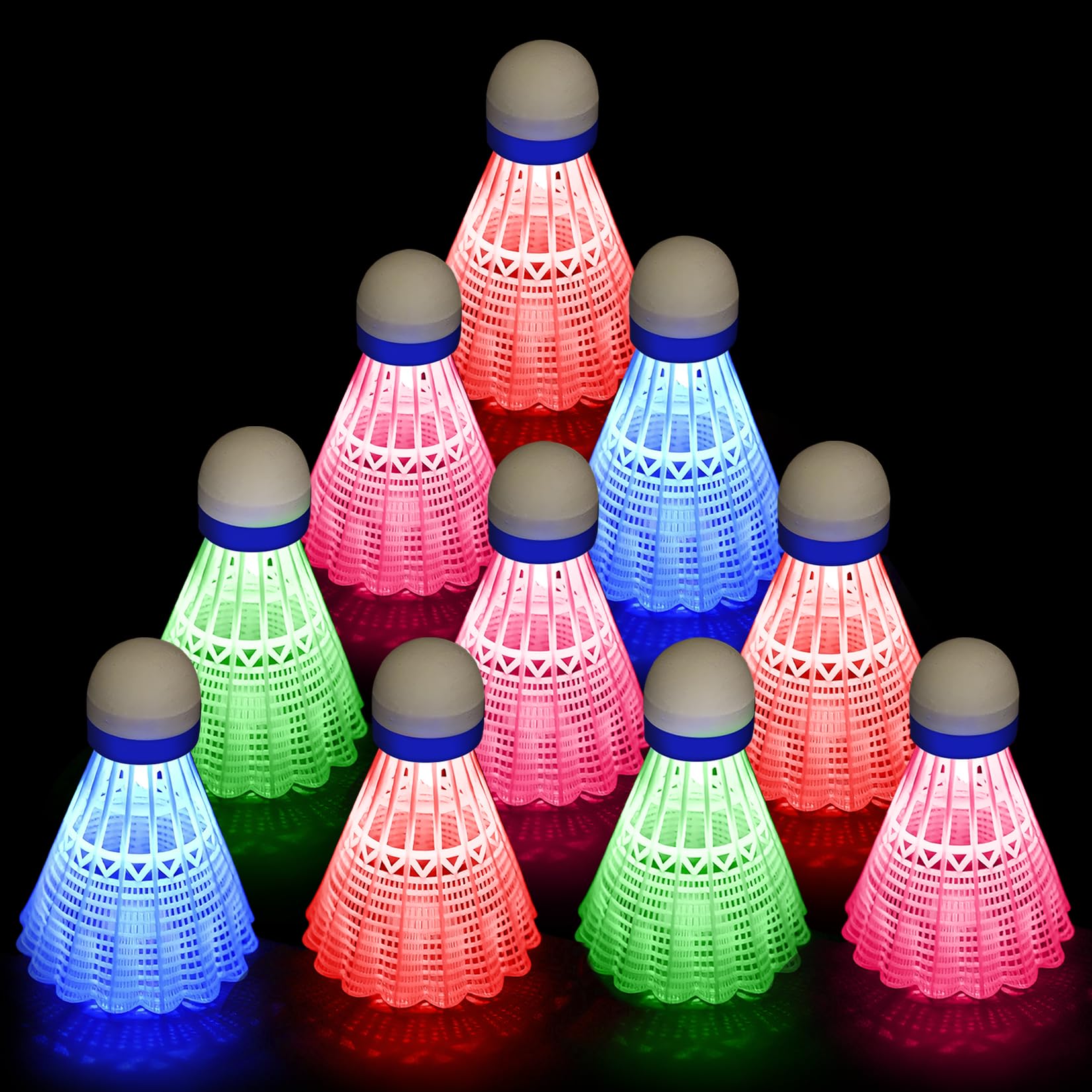 Idota Lotki nylonowe z oświetleniem LED, 10 sztuk, do badmintona, zestaw z tworzywa sztucznego