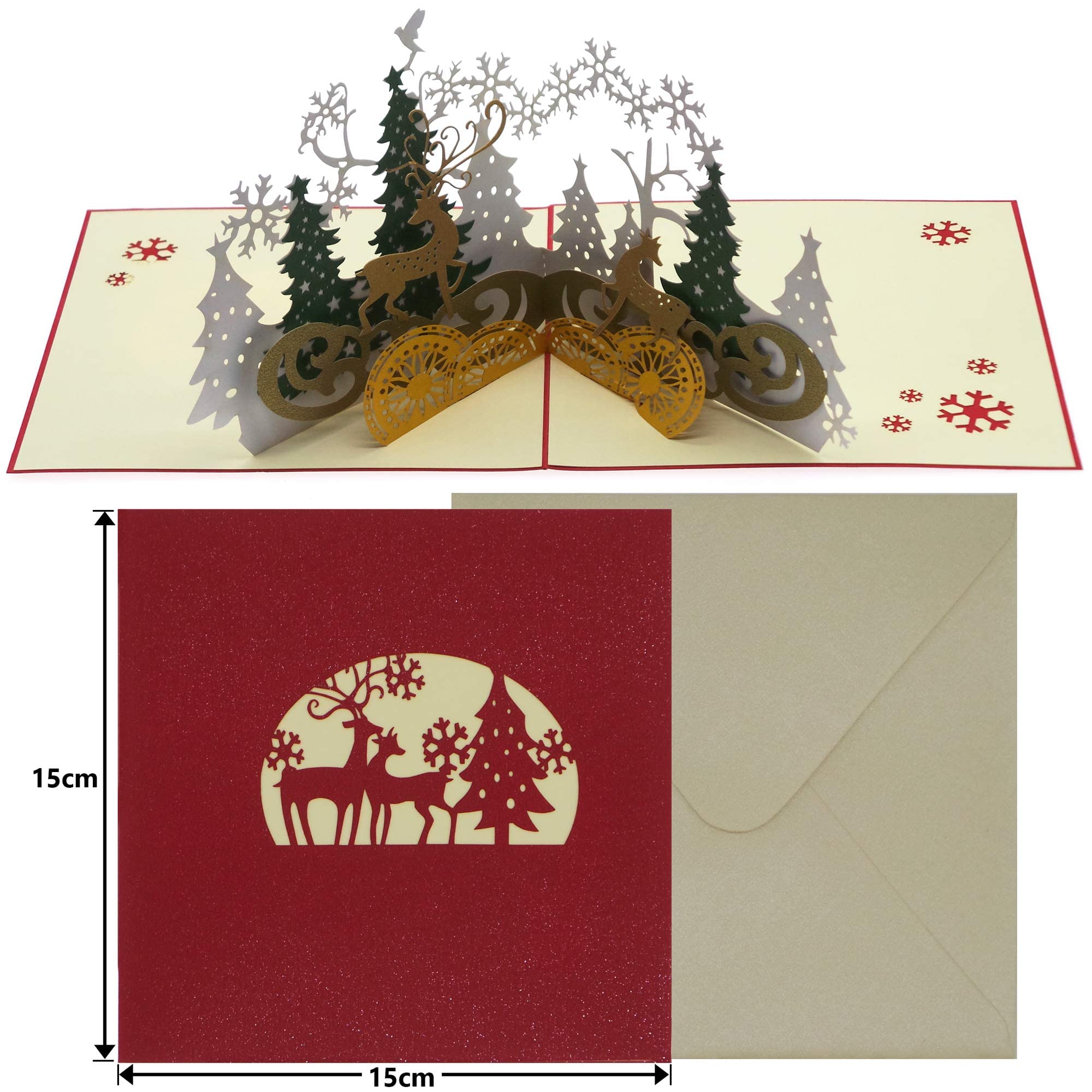 6 Pieces Exquisite 3D Pop Up Deluxe Christmas Cards, Special - View #8
