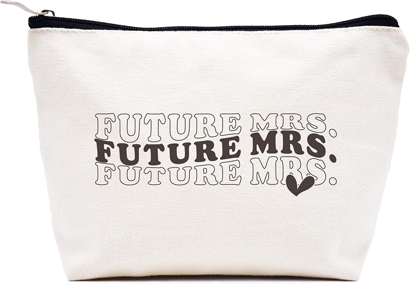 Necessaire de maquiagem LIBIHUA Future Mrs em lona bege, Pacote com 1