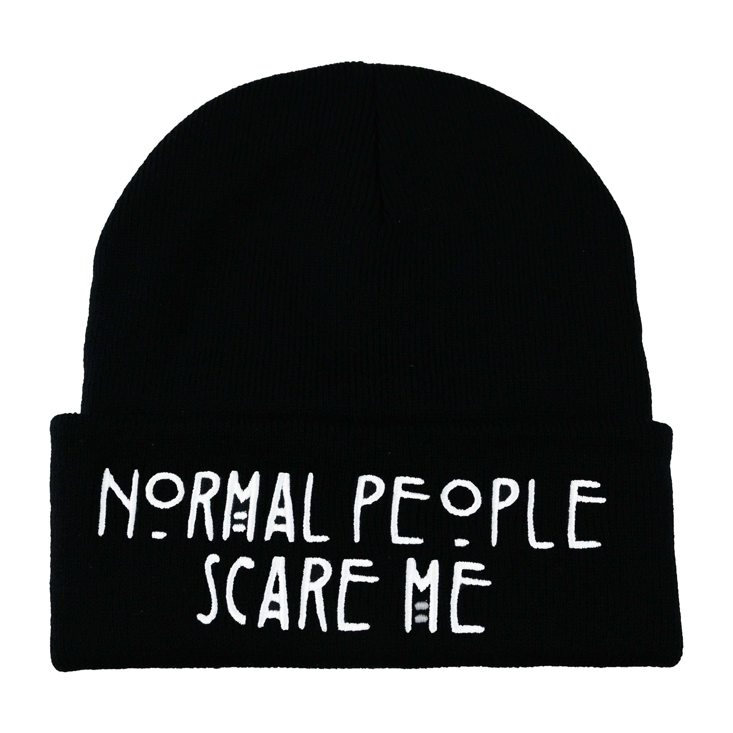 No.1 Gifts Unisex Women's Men's Normal People Scare Me Beanie Hats Black White