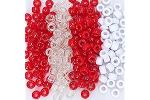 1000PCS 6x9mm Pony Beads Bulk, Red Pony Beads for Bracelets Making Kit,...