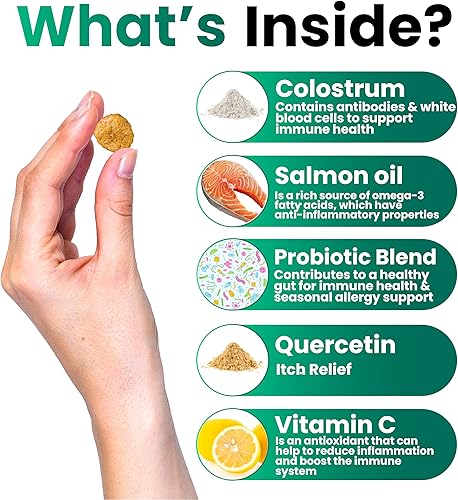 Miniatura 3 de Masticables para aliviar la alergia de los perros, alivio de la picazón del perro, probióticos, aceite de pescado omega 3 + calostro, picazón en la