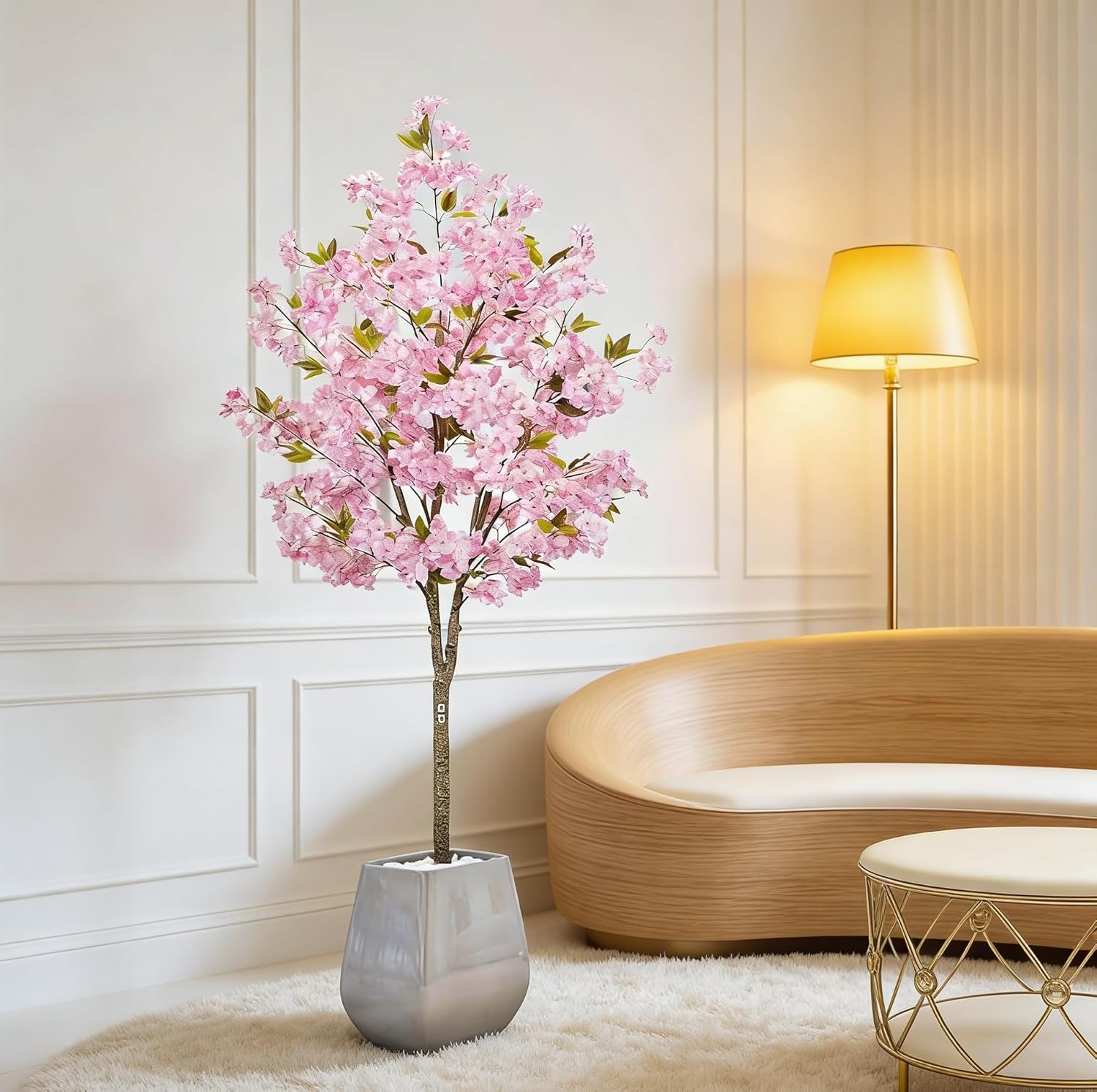 6FT Cherry Blossom Tree Artificial - Flower Trees Tall Artificial Plant, Large Pink Cherry Blossom Tree for Spring Home Room Porch Entryway Office Decorations Indoor Outdoor
