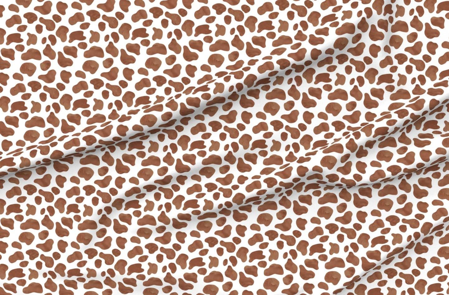 Spoonflower Fabric - Cow French Gold Brown Spots Animal Farm Prints Print Dairy Printed on Petal Signature Cotton Fabric by The Yard - Sewing Quilting Apparel Crafts Decor