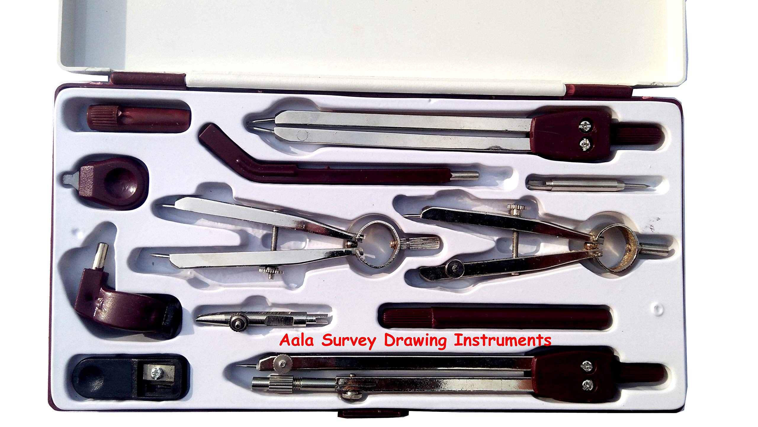 Aala Survey Drawing Instruments Metal Box (Set of 13 Parts)