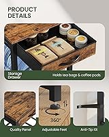 Vista 4 de 5-Gallon Water Jug Holder, Water Bottle Holder, 3-Tier Kettle Storage Shelf with Drawer, Water Dispenser Replacement Parts, for Kitchen, Black and