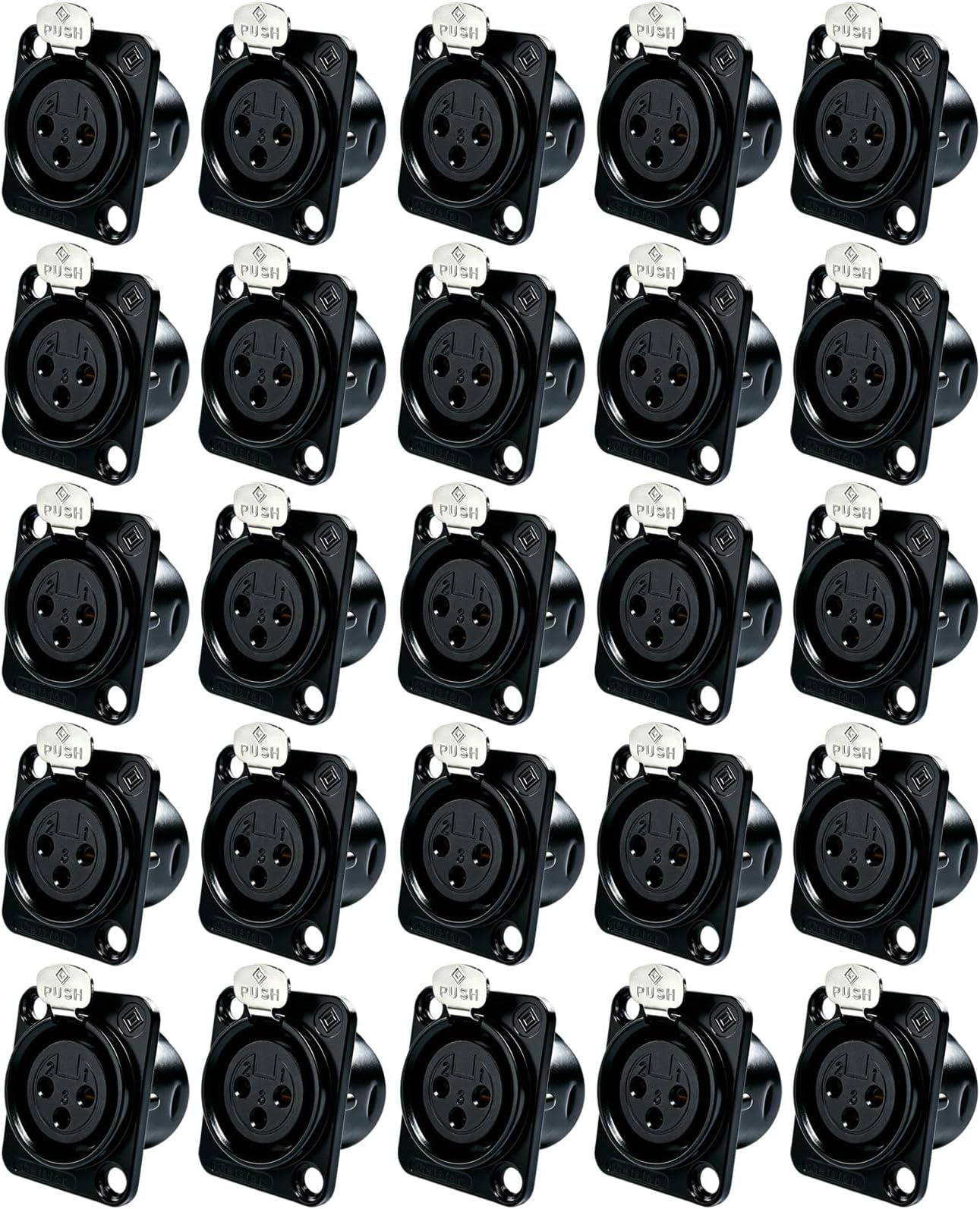 RIVIERA XLR Panel Mount Chassis 3pin Female Black Nickel-Plated Metal Housing and 24K Gold-Plated Contacts (25 Female Black)